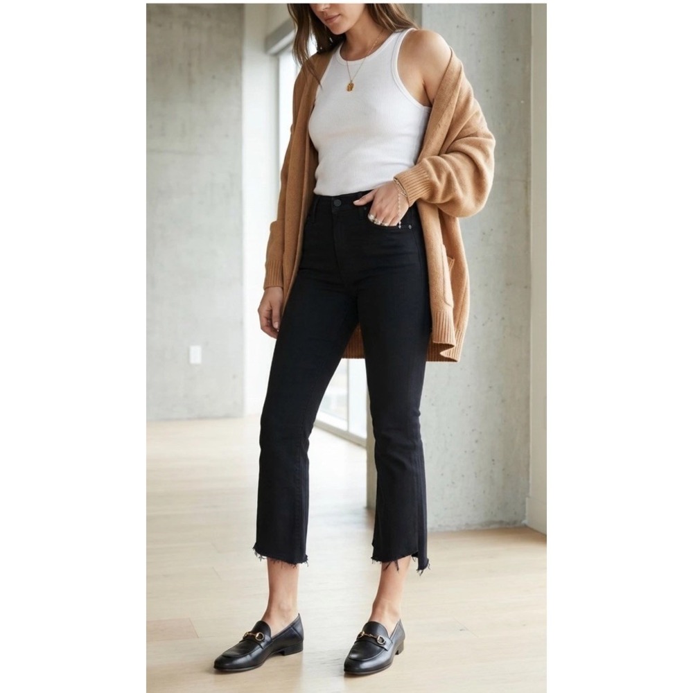 Mother Denim Insider Crop Two Step Fray Bootcut Not Guilty Black Women's 30